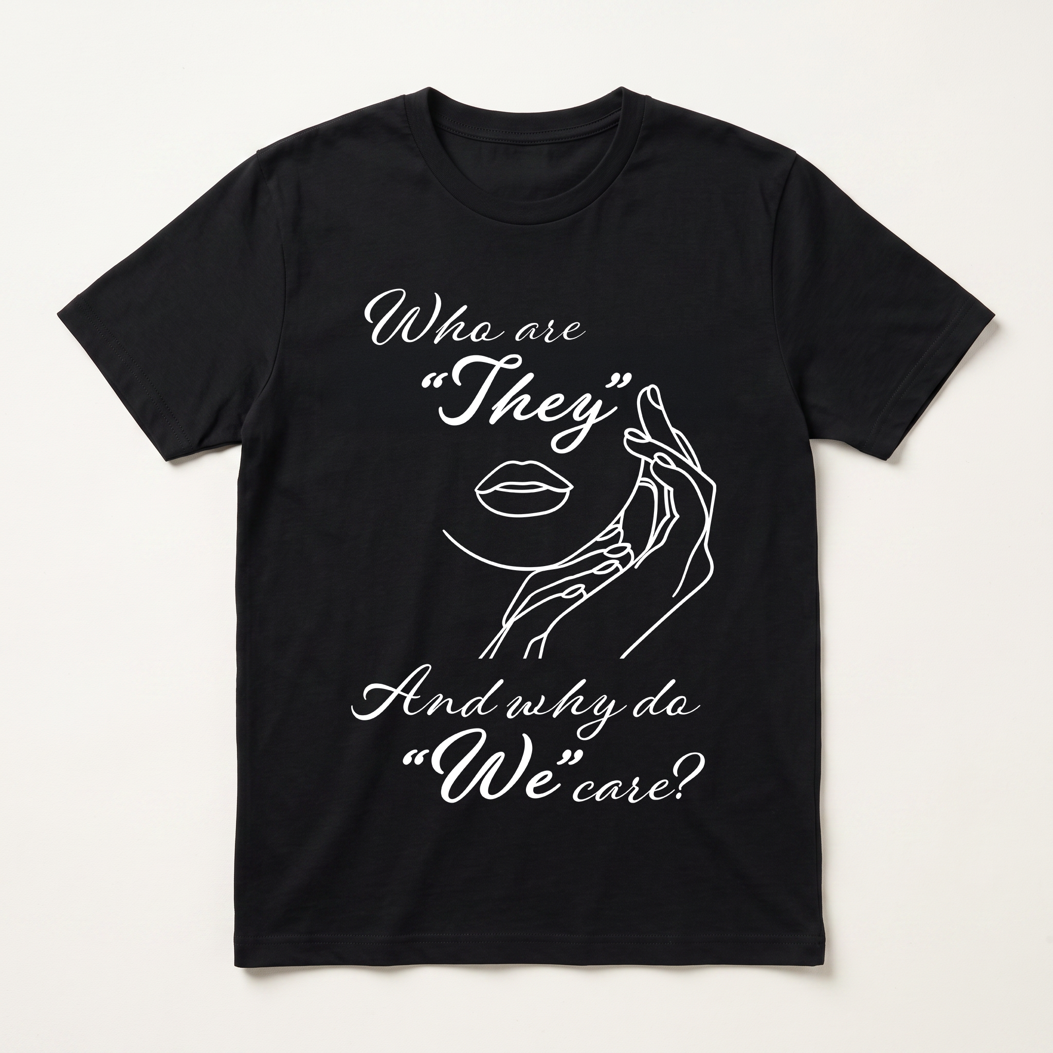 "Who Are They" Line Art Slogan T-Shirt